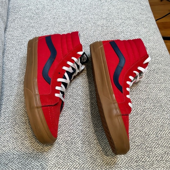 VANS SK8 HI RISE REISSUE VARSITY‎ SPORT RACING RED SIZE WOMENS 10.5 OR MEN 9.0 - Picture 3 of 8